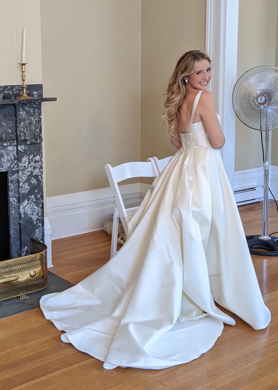 Square Neck Satin Wedding Dress Minimalist Simple Plain A Line Etsy UK