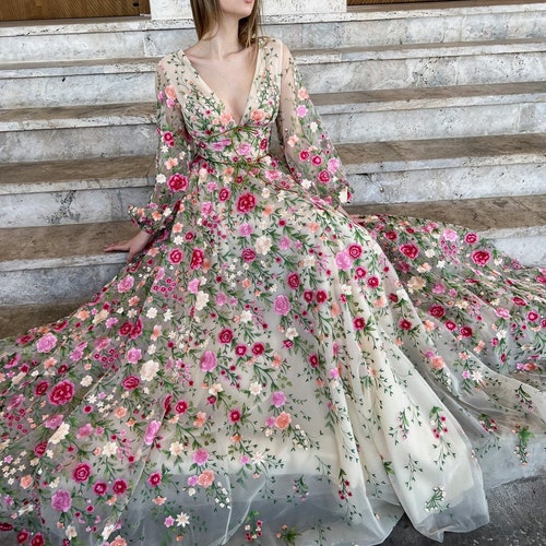 Tulle A-line Off-shoulder Floor Length Prom Dress - Etsy