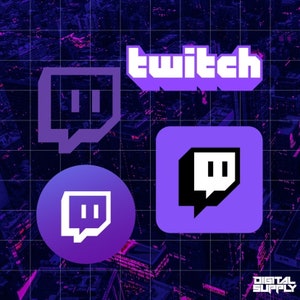 4 Social Media Network Twitch Icons Gamer Streamer Digital Download