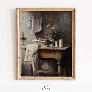 Victorian Vintage Sewing Still Life, Cottagecore Printable Wall Art (Digital Download) 826