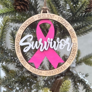 Cancer Awareness Ornament, Breast Cancer Ornament, Wooden Ornament