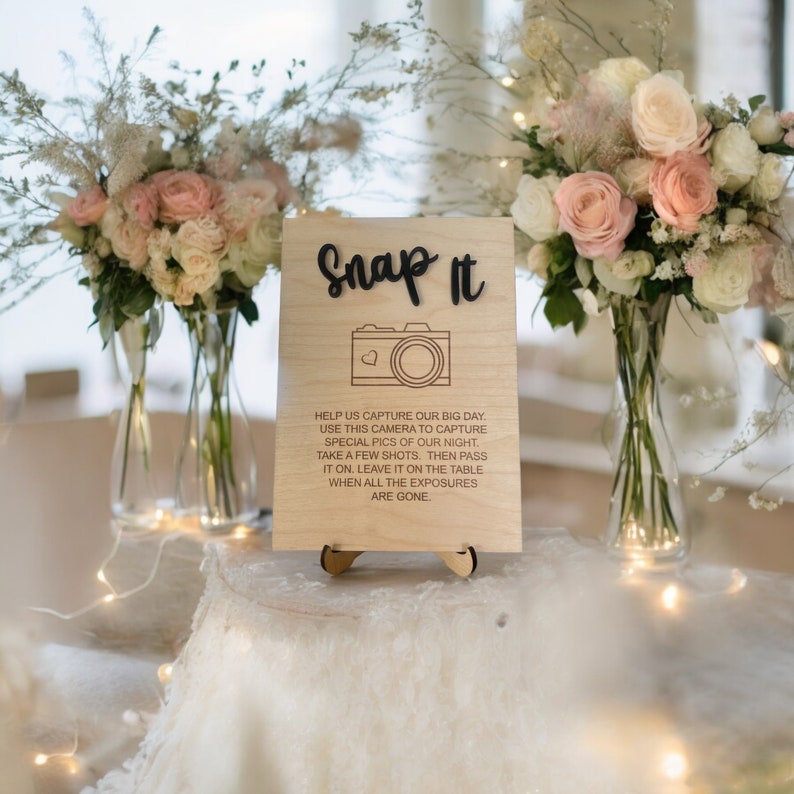 Engraved Wooden Disposable Camera Sign: Wedding Celebration Decor - Etsy