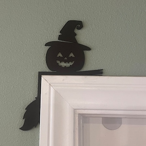 Adornos para puertas de Halloween, adorno para puerta con murciélagos de Halloween, adorno para puerta de Halloween, adorno para puerta de gato negro, decoración de Halloween, esqueleto, bruja Pumpkin Head