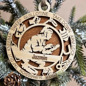 Jiu Jitsu Christmas Ornament, Personalized Jiu Jitsu Ornament, Jiu Jitsu Ornament, Christmas Ornament, Wooden Ornament