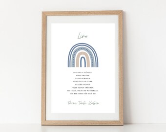 gift for birth | baptism gift | personalized poster | PDF | rainbow boy