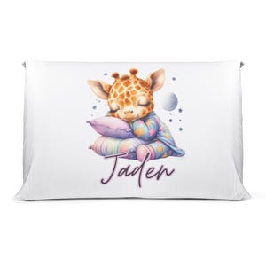 Personalized 20&quot;x30&quot; Pillowcase - Cute Giraffe Name Pillowcase - Giraffe Personalized Pillowcase