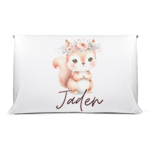 Personalized 20&quot;x30&quot; Pillowcase - Cute squirrel Name Pillowcase - squirrel Personalized Pillowcase