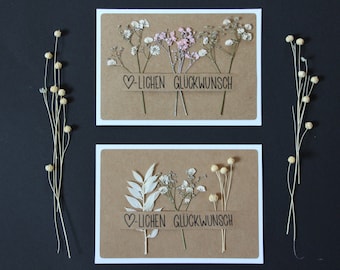 Geburtstagskarte mit Trockenblumen
