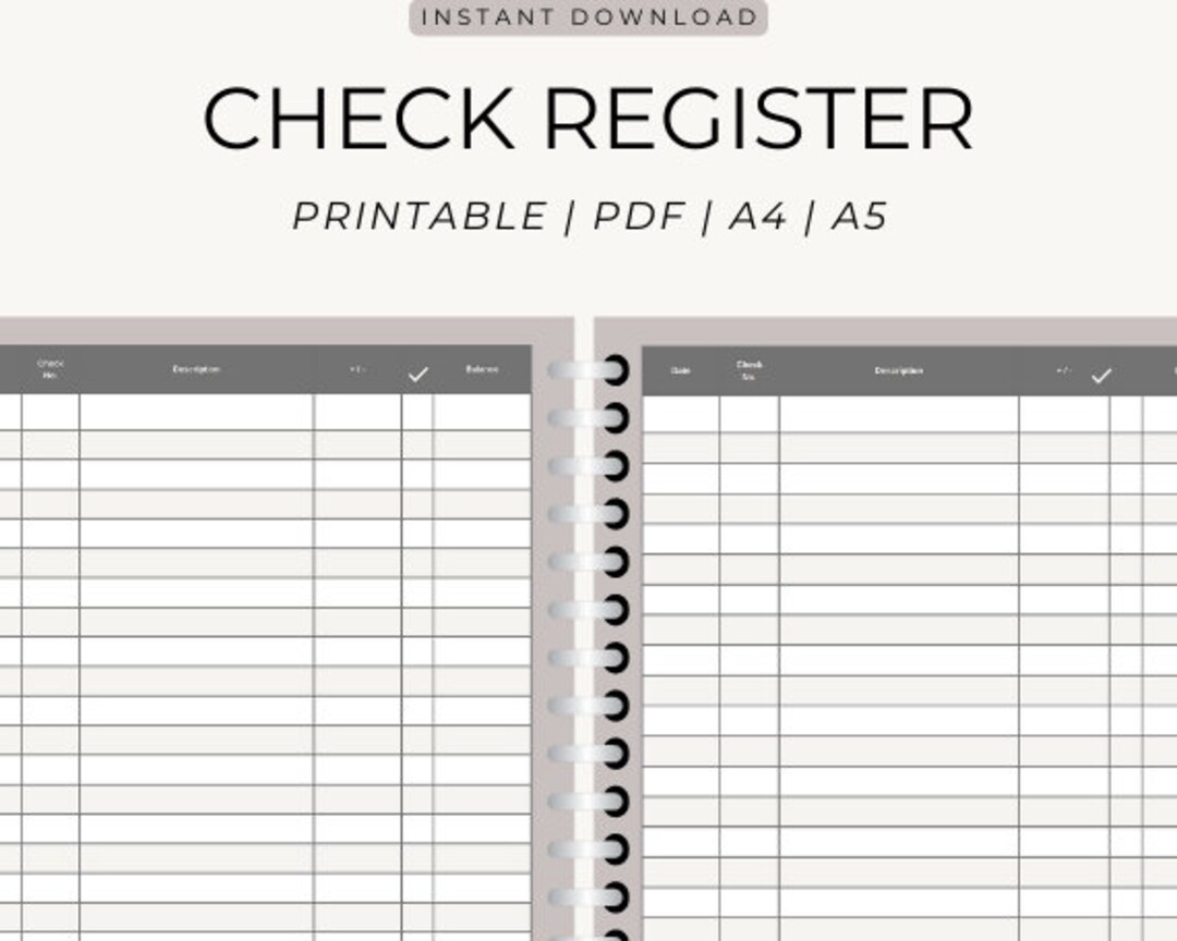 PRINTABLE Checkbook Register Inserts Check Register Pages Etsy