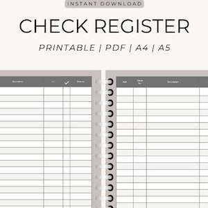 PRINTABLE Checkbook Register Inserts, Check Register Pages, Transaction Register, Budget Planner Inserts