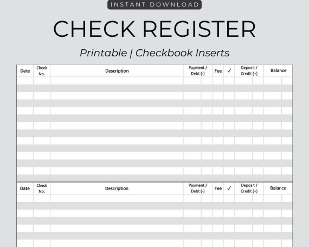 PRINTABLE Check Register Printable Register for Checkbook Etsy PRINTABLE Check Register Printable Register for Checkbook Etsy