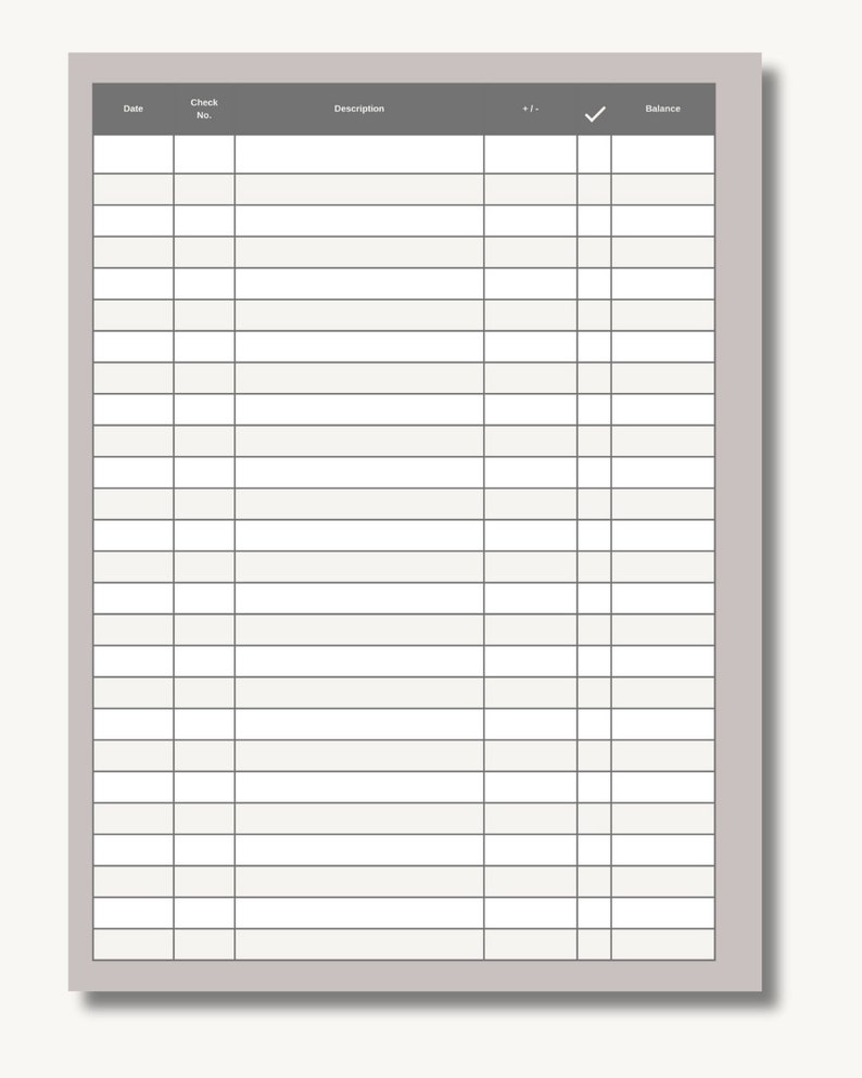 PRINTABLE Checkbook Register Inserts, Check Register Pages, Transaction ...