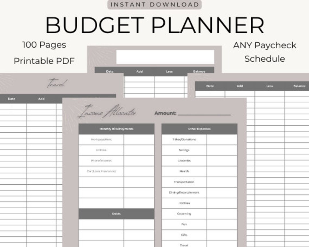Simple Beginner Weekly Budget Planner for Binders, Printable PDF, US