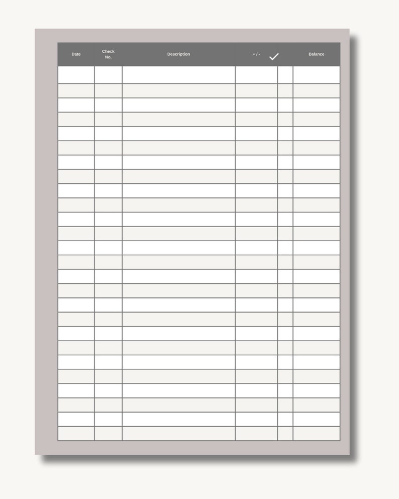 PRINTABLE Checkbook Register Inserts Check Register Pages Etsy