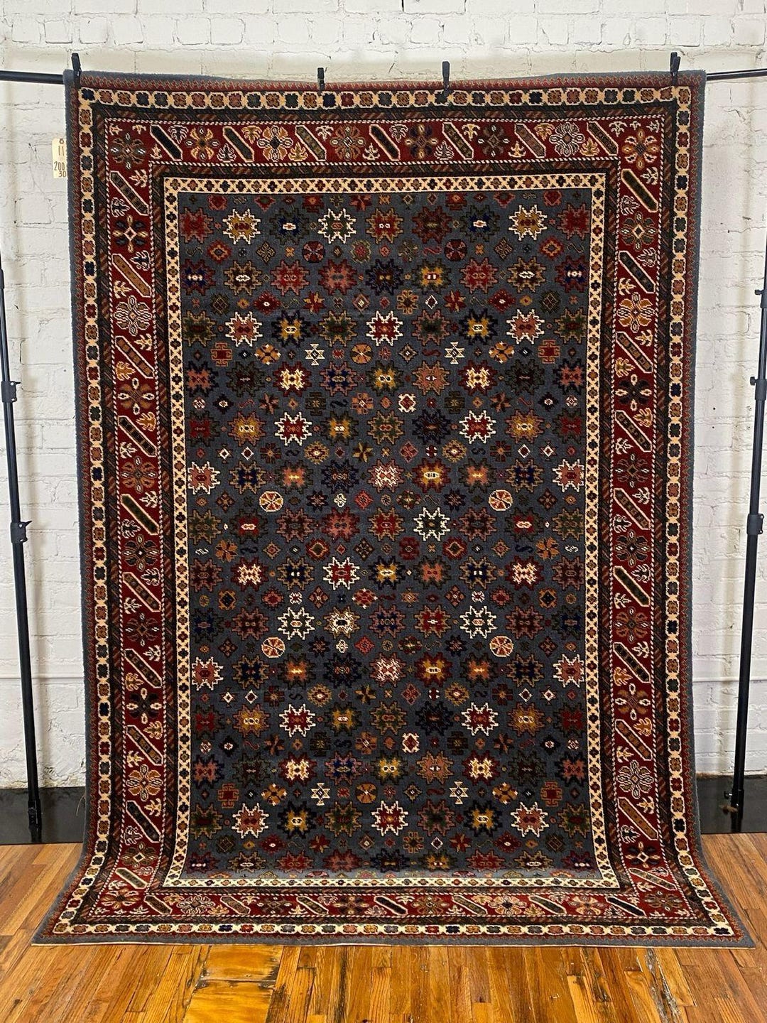 70s Rya Rug 60's 70's B&C TABIJEN UNUSED Rya Rug Mid Century Modern Maroon Blue ...