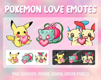 Emotes de amor de Pokémon / Emotes de Twitch / Emotes de Discord / Gráficos de Twitch / Gráficos para streamers / Emotes para streaming / Emotes para gamers