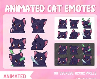 Emoticonos animados de gatos / Emoticonos animados de Twitch / Emoticonos animados para streaming / Emoticonos de Discord / Emoticonos de animales / Emoticonos bonitos / Emoticonos de Twitch