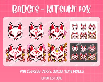 Insignia de Twitch de Kitsune / Insignias de bits de Twitch / Insignia de Fox de Twitch / Insignia de suscripción de Twitch / Insignias de Twitch / Kitsune Fox de Twitch