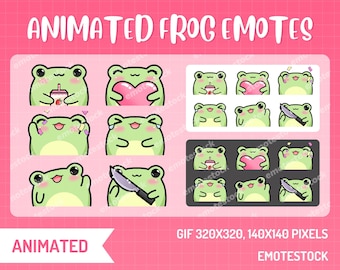 Emoticonos animados de ranas / Emoticonos lindos de Twitch / Twitch Kawaii / Emoticonos animados para streaming / Emoticonos de ranas para Twitch / Emoticonos de Discord