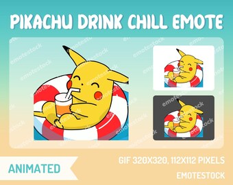 Pikachu Animado Drink Chill Emote / Pokemon Emote / Twitch Emote Animado / Streaming Animado Emote / Discord Emote / Twitch Emote