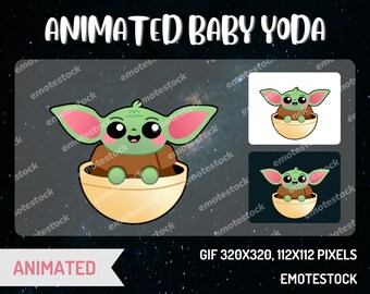 Bebé animado Yoda Emote / Twitch Emotes / Discord Emotes / Emotes animados / Twitch Animated / Streamer Graphics / Streaming Emotes