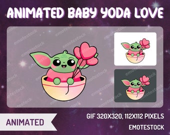 Animated Baby Yoda Love Emote / Twitch Emotes / Discord Emotes / Animated Emotes / Twitch Animated / Streamer Graphics / Streaming Emotes