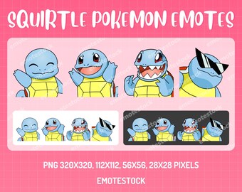 Conjunto de gestos de Squirtle / Gestos de Pokémon / Gestos de Twitch / Gestos de Discord / Gráficos de Twitch / Gráficos para streamers / Gestos para streaming / Gestos para gamers