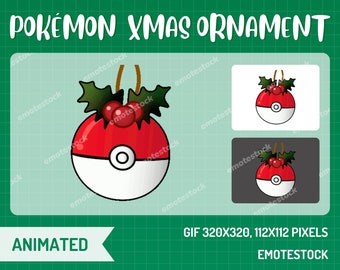 Bola Pokémon animada / Adornos navideños / Emotes de Twitch / Gráficos de Twitch / Gráficos para streamers / Emotes animados para streaming