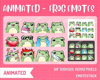 Emotes animados de ranas para Twitch / Gráficos adorables para streamers (Descarga digital)