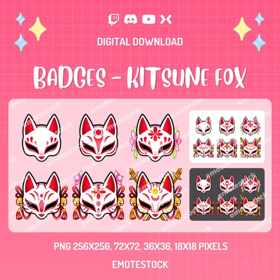 Kitsune Twitch Badge | Twitch Bit Badges | Fox Twitch Badge  | Twitch Sub Badge  | Twitch Badges | Kitsune Fox Twitch