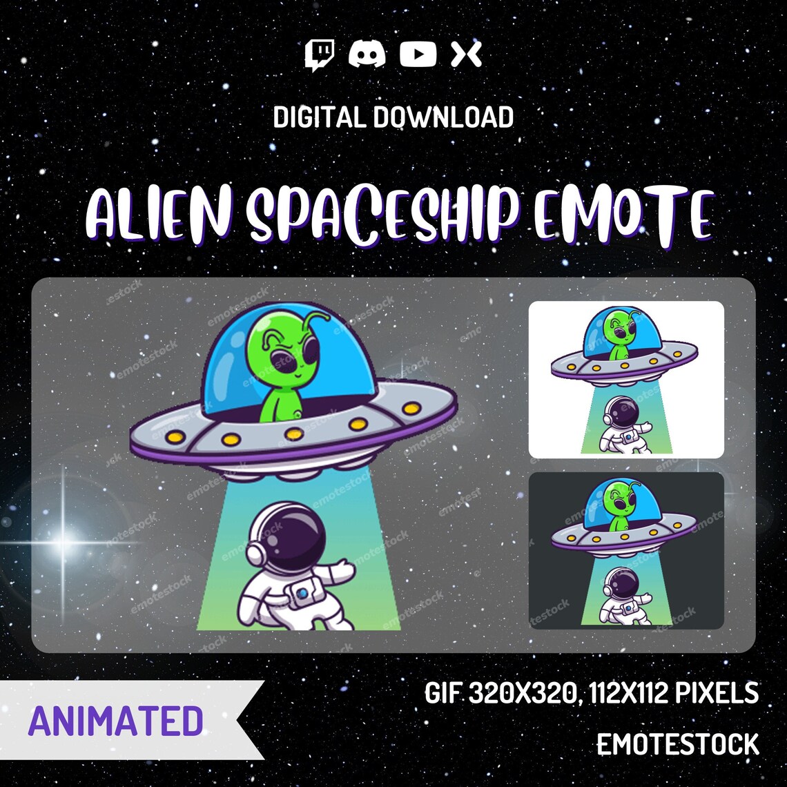 Animated Alien Spaceship Emote | Astronaut Abduction | Animated Twitch ...
