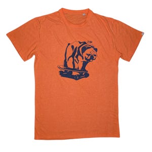 Eco-friendly sustainable organic cotton and hemp t-shirt with skate bulldog print