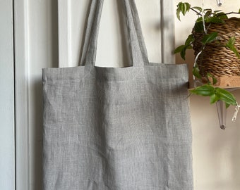 Striped linen tote bag
