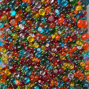 90 COE Bullseye Glass Fusing Dots Frit Balls Rainbow mezcla transparente 1 onza