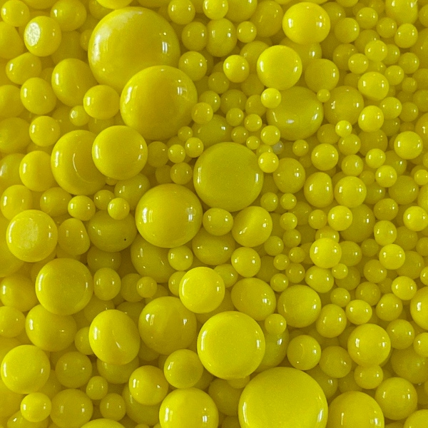 96 COE Oceanside Glass Fusing Dots Frit Balls Yellow Opal 1 Ounce