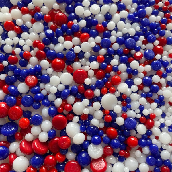 90 COE Bullseye Glass Fusing Dots Frit Balls Patriotic Opal Mix 1 Ounce