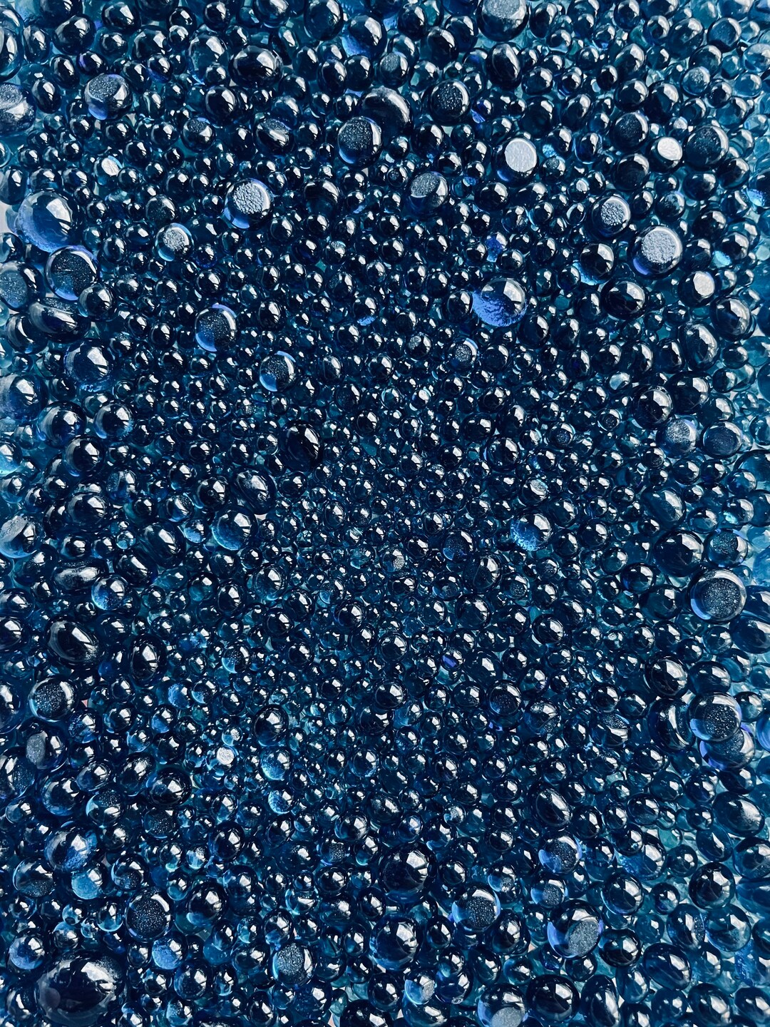 90 COE Bullseye Glass Fusing Dots Frit Balls Steel Blue Transparent 1