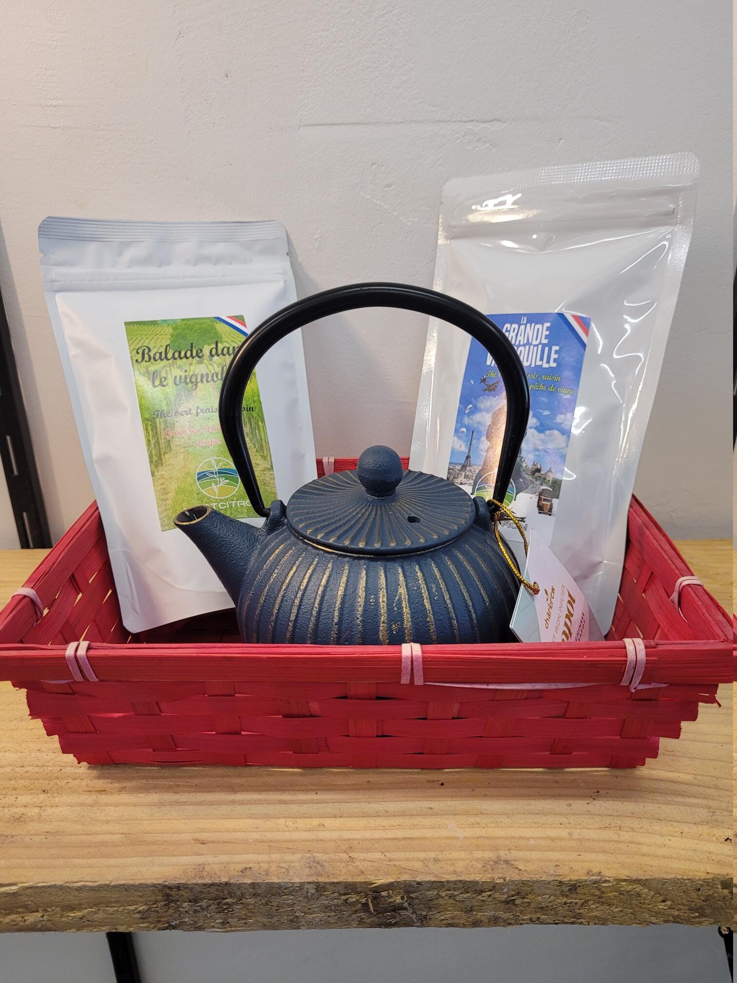 Tea Time Dans Le Vignoble-Thé-Panier-Cadeau-Théière-Original-Raisin-Vigne-France
