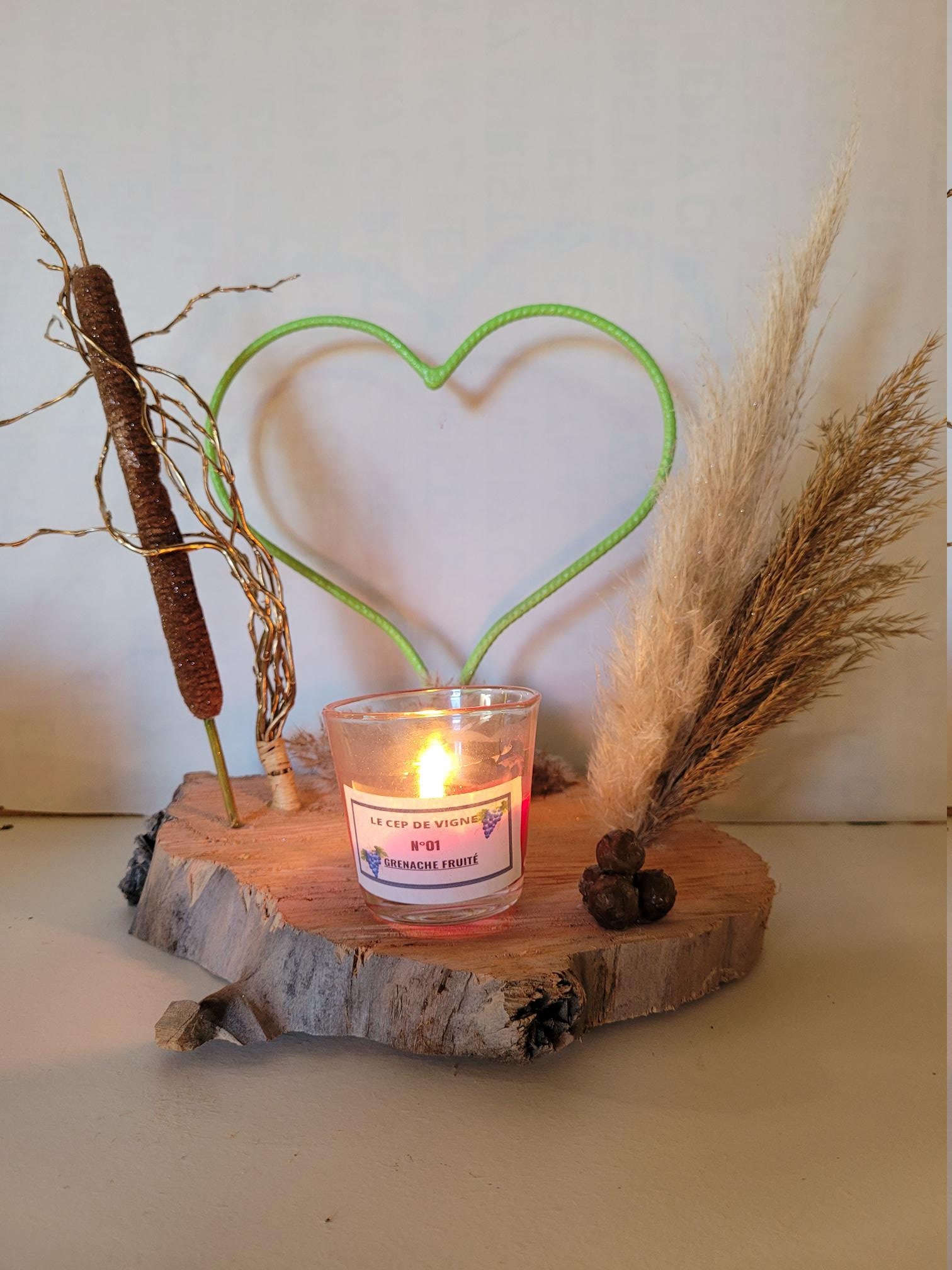 Composition Cœur Vert et Bougie