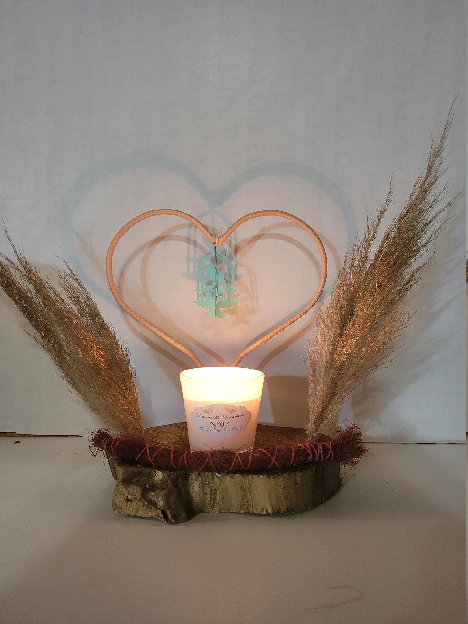 Composition Bougeoir Cœur de Couleur Parme