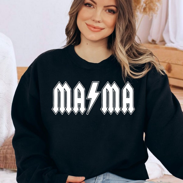 ACDC Mama Sweatshirt, Rocker Hoodie, Retro Rocker Mom Shirts, Mother's Day Shirts, Mother's Day Gift, Gothic Shirt, Family Sweatshirt