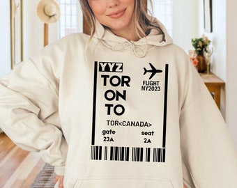 Toronto Boarding Card Sweatshirt, Toronto Pullover, Toronto Ticket Shirt, Canada Ticket Shirts, Hoodie For Women, Canada Vacation Shirt