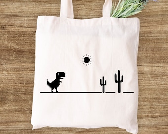 Get Off The Internet Tote Bag, Funny Nerd Zippered Bag, Sarcastic T-Rex Tote Bag, Chrome Bag, Desert Bag, Dinosaur Tote Bag, Internet Bag