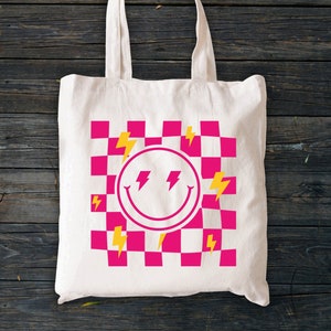 Gradient Smiley Face Check Summer Tote Bag – Kailo Chic