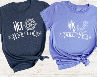 Her Captain His Anchor Couple Shirts, Cruise Couples Matching Shirts, Funny Couple Shirt, Valentines Day Gifts, Vacation Matching Shirts