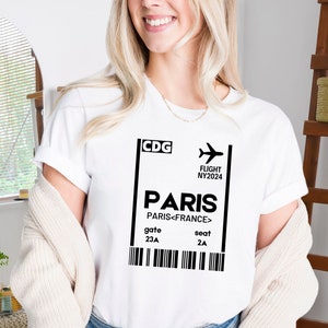 Paris Boarding Card Shirt, Paris T-Shirt, Paris Ticket Shirt, France Ticket Shirt, Boarding Card Tee, Shirt For Women, Paris Vacation Shirt