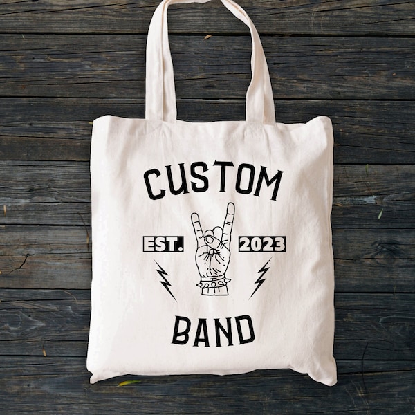 Custom Music Band Tote Bag, Music Zippered Tote Bag, Rock Tote Bag, Personalized Music Bag, Band Bag, Rock And Roll,  Vintage Bag, 80s Bag