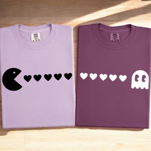 Comfort Colors® Pack-Man Couple Shirt, Matching Couple Shirts, Family Matching Tee ,Valentine's Day Gift, Gamer Gift, Pacman Ghost Shirts