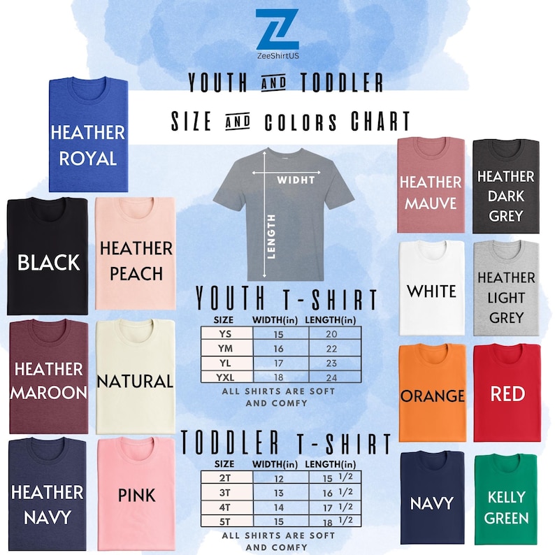 a poster with different colors and sizes of t - shirts