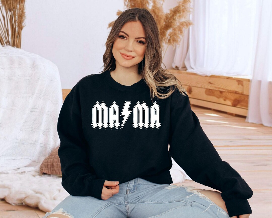 ACDC Mama Sweatshirt, Retro Rocker Mom Shirt, Gothic Family Sweatshirt ...